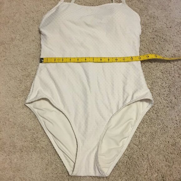 Off-White Textured Polka Dot Built in Support Swimsuit - Picture 14 of 16